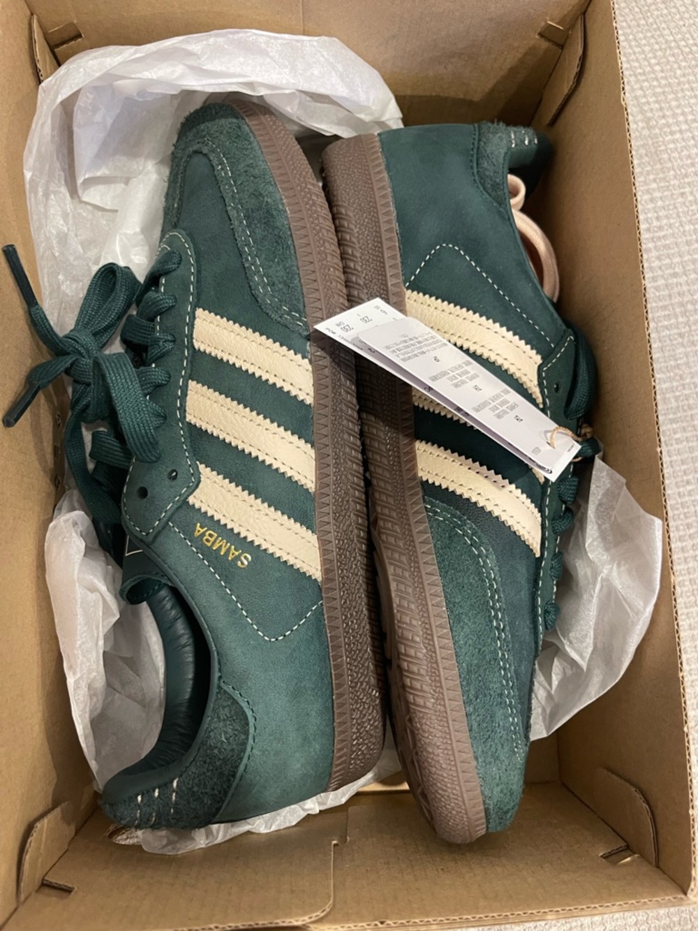 Samba adidas Green Suede Classic Sneakers with Cream Stripes